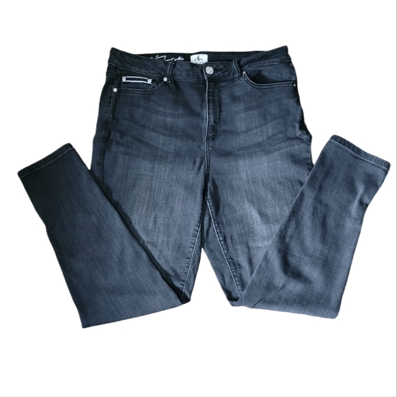 Plus size 14 curvy skinny jeans faded black with side slit - Picture 2 of 11